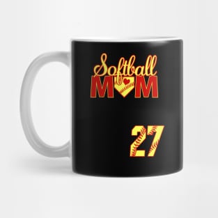 Softball Mom #27 Softball Jersey Favorite Player Biggest Fan Heart Mug